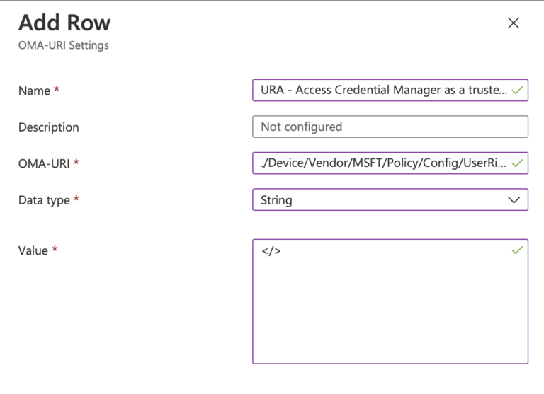 export user rights assignment